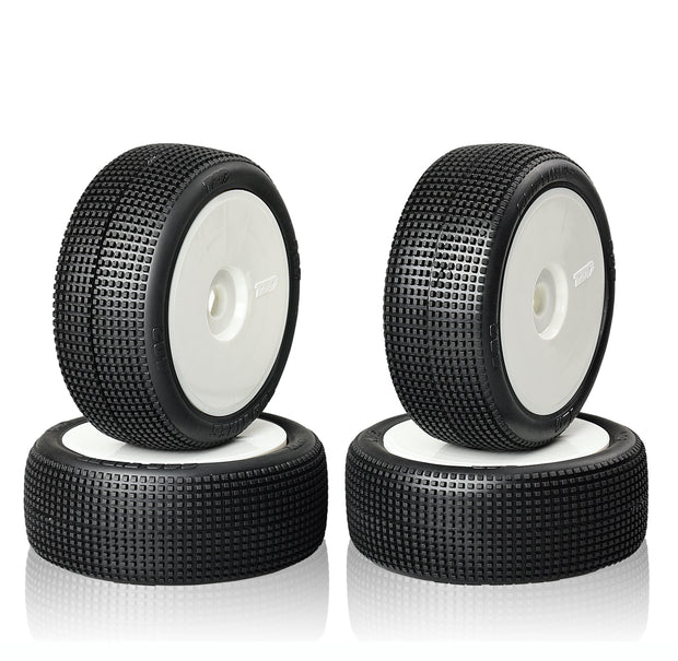 TZO #402 1/8 Buggy Tire Package - White Wheels