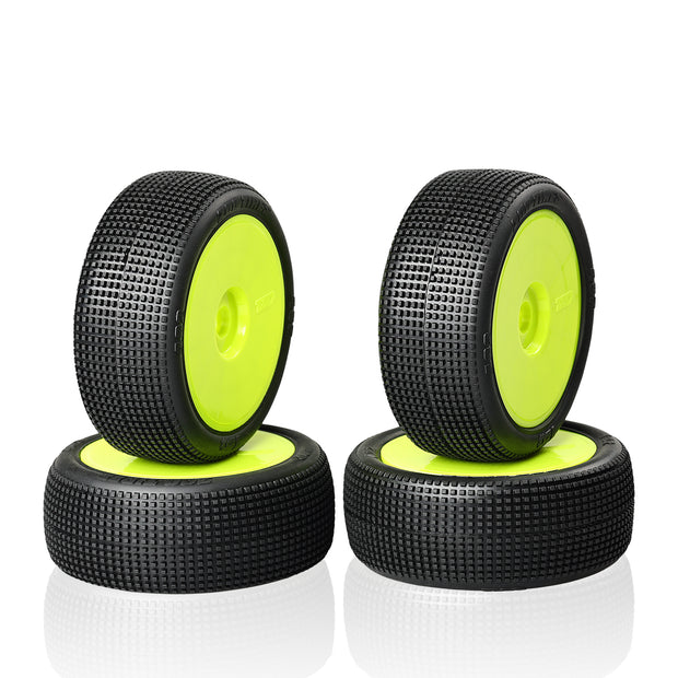 TZO #402 1/8 Buggy Tire Package - Yellow Wheels