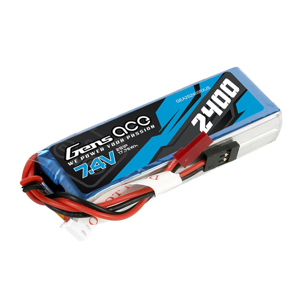 Gens Ace 2400mAh 2S 7.4V RX/TX Lipo Battery