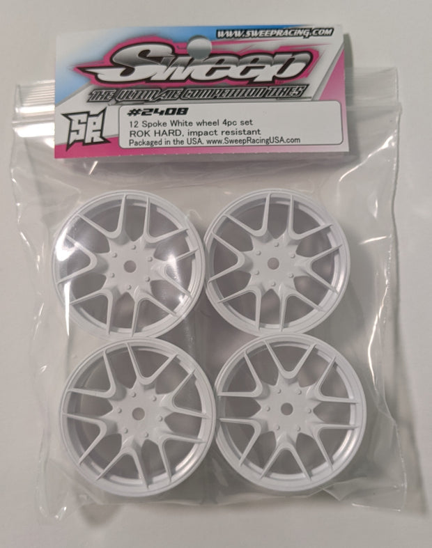 SWEEP 2408 - 12 Spoke 24mm Wheel - White (4pc)
