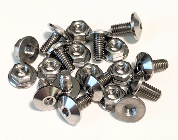 TRACK STAR Titanium Ultra Low Profile Pan Head Screws & Ti Nuts - 2.5mm