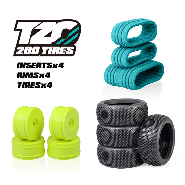 TZO #202 1/8 Buggy Tire Package - Yellow Wheels