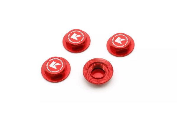 Kyosho Wheel Nut (Red/4pcs/Flange Cap/Serration) IFW649R