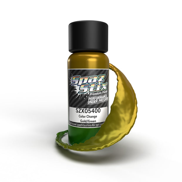 Spaz Stix Color Change Airbrush Ready Paint, Gold/Green, 2oz Bottle